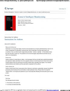 Journal of Intelligent Manufacturing