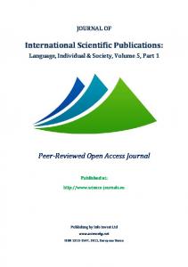 Journal of International Scientific Publications ...