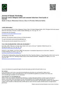 Journal of Islamic Marketing