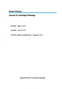 Journal of Toxicologic Pathology