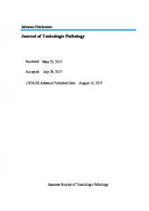 Journal of Toxicologic Pathology