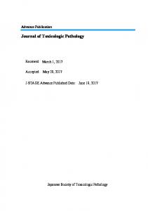 Journal of Toxicologic Pathology