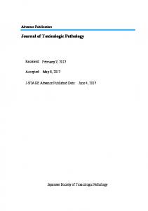 Journal of Toxicologic Pathology