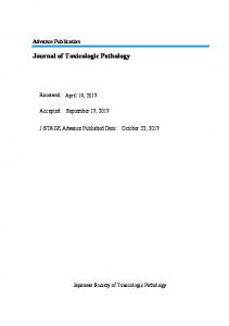 Journal of Toxicologic Pathology