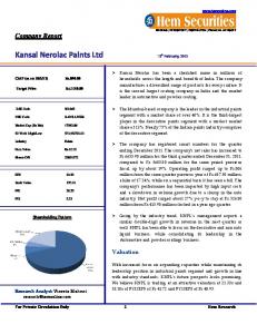 Kansai Nerolac Paints Ltd - IndiaNotes