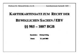 Karteikarten zum Sachenrecht EBV