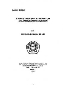 KEDUDUKAN VISUM ET REPERTUM DALAM HUKUM PEMBUKTIAN