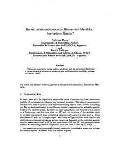 Kernel density estimation on Riemannian Manifolds - CiteSeerX