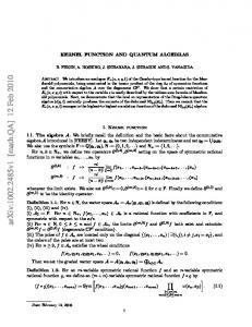 Kernel function and quantum algebras