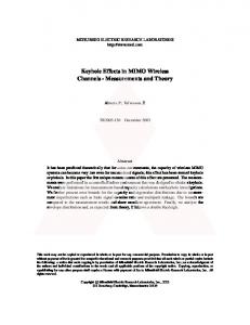 Keyhole Effects in MIMO Wireless Channels - CiteSeerX