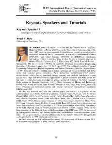 Keynote Speakers and Tutorials - IEEE Xplore