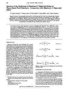 Kinetics of the Hydrolysis of Bisphenol F Diglycidyl ... - ACS Publications