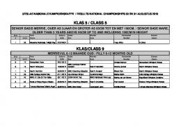 KLAS/CLASS 9 KLAS 5 / CLASS 5