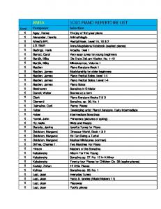 KMEA SOLO PIANO REPERTOIRE LIST - kmeamiami.org