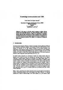 Knowledge communication and CBR - CiteSeerX
