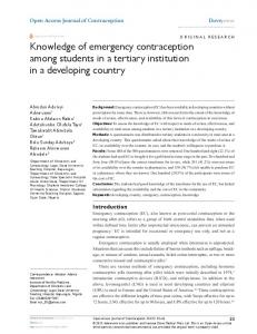 Knowledge of emergency contraception among ...