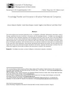 Knowledge Transfer and Innovation in Brazilian Multinational ... - SciELO