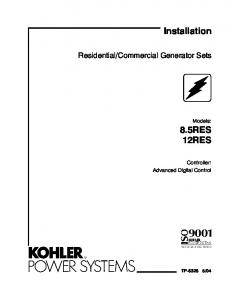 Kohler 8.5 & 12RES Installation Manual - Apprep.com