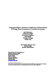 Kohonen Classification of Determinants of Foreign Direct Investment ...