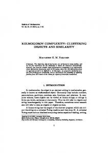 KOLMOGOROV COMPLEXITY: CLUSTERING OBJECTS AND ...