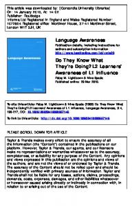 L2 Learners' Awareness of L1 Influence