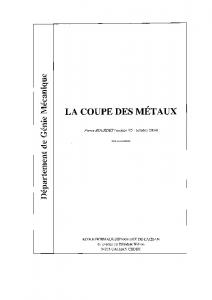 LA COUPE DES METAUX - Lurpa