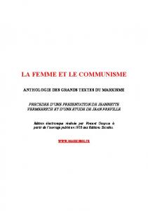 LA FEMME ET LE COMMUNISME