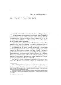 LA FONCTION DU ROI - Pouvoirs