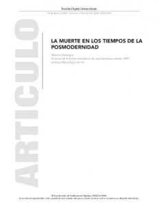 LA MUERTE EN LOS TIEMPOS DE LA POSMODERNIDAD