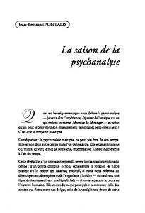 La saison de la psychanalyse