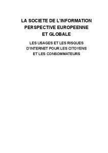 la societe de l'information perspective europeenne et globale les