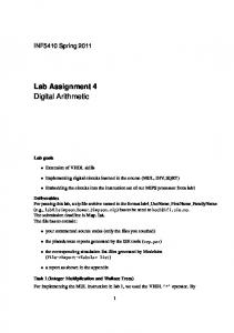 Lab Assignment 4 Digital Arithmetic