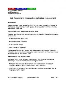 Lab Assignment: Introduction to Project Management - Left Brained ...