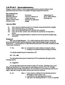 Lab Week 2 - Spectrophotometry