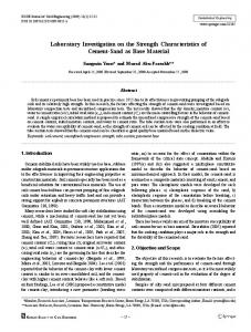 Laboratory Investigation on the Strength ... - Springer Link