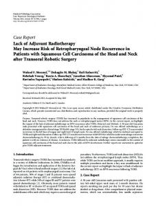 Lack of Adjuvant Radiotherapy May Increase Risk of Retropharyngeal ...