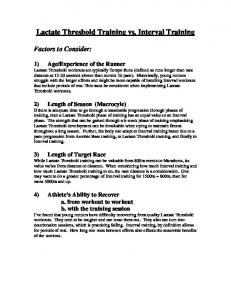 Lactate Threshold Training vs. Interval Training