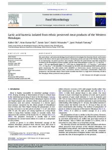 Lactic acid bacteria isolated from ethnic ... - sikkim university library