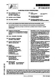 LACTIC ACID PRODUCTION FROM ...