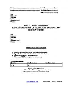 lainaku joint assessment kenya certificate of secondary examination ...