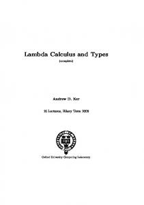 Lambda Calculus and Types - Semantic Scholar