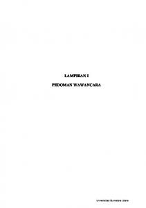 LAMPIRAN I PEDOMAN WAWANCARA - USU Institutional Repository