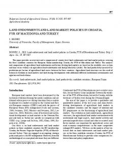 Land endowments and Land market poLicies in croatia, FYr oF ...