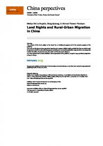 Land Rights and Rural-Urban Migration in China