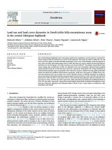 Land use and land cover dynamics in Dendi-Jeldu ...