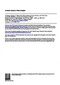 Landscape Ecology of Mammals: Relationships between Density and ...