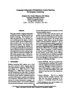 Language-independent Probabilistic Answer Ranking for Question ...