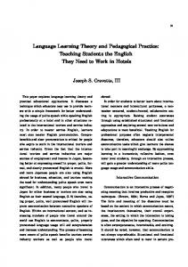 Language Learning Theory and Pedagogical Practice: Teaching ...