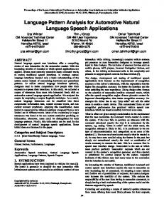 Language Pattern Analysis for Automotive Natural ... - AutomotiveUI