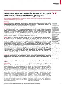 Laparoscopic versus open surgery for rectal cancer (COLOR II) - VUmc